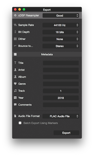 Fluctus Export Window